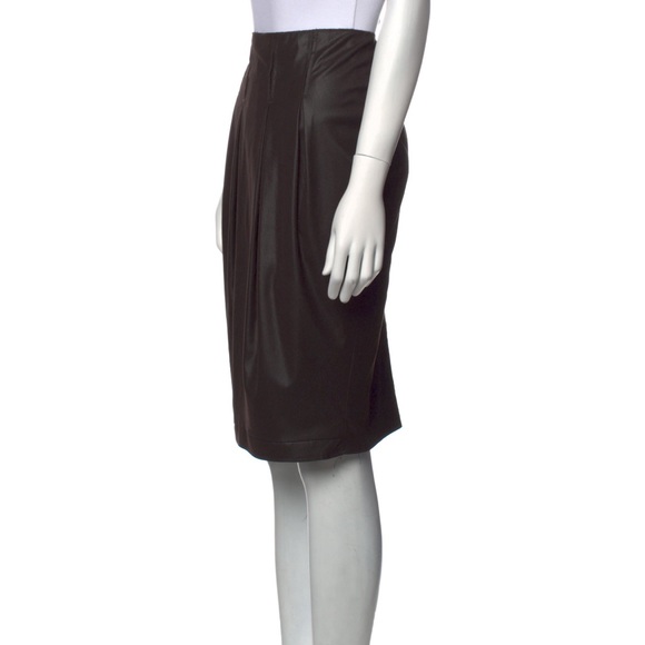 Magaschoni Pleated Accents Brown Skirt - Picture 2 of 4